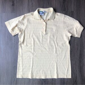 Vtg Lacoste Izod Polo Shirt Womens L 36 Yellow Stripes Retro Tennis Prep 70s 80s